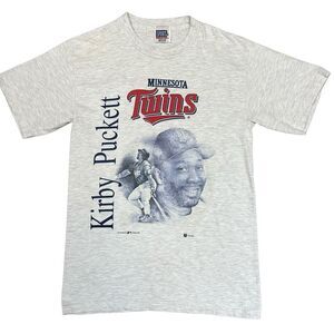 Minnesota TWINS Kirby Puckett Gray T Shirt Vintage 1997 Size Medium